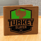 Turkey Hunter Gift Leather Wallet