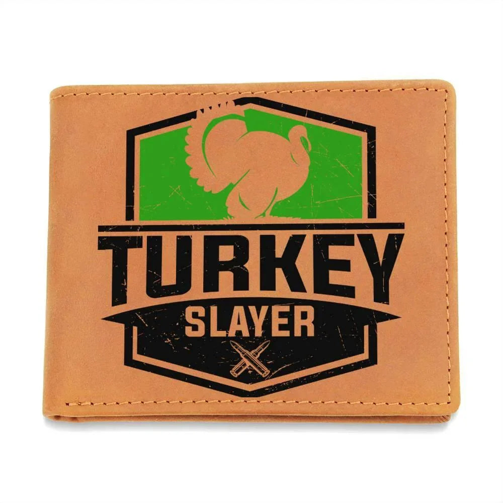 Turkey Hunter Gift Leather Wallet