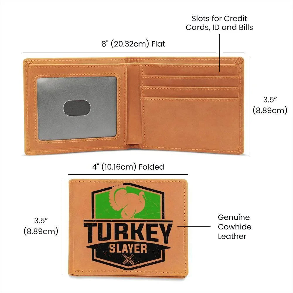 Turkey Hunter Gift Leather Wallet
