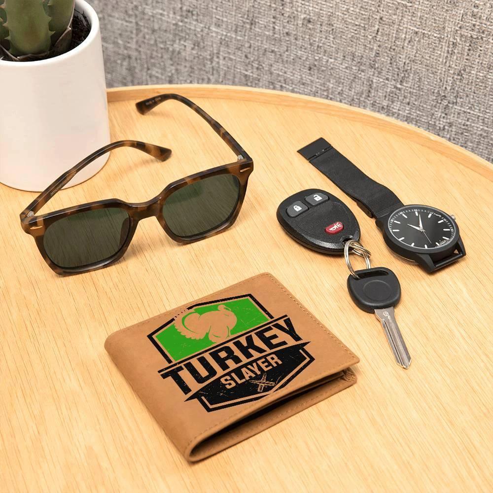 Turkey Hunter Gift Leather Wallet