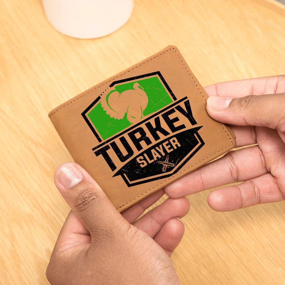 Turkey Hunter Gift Leather Wallet