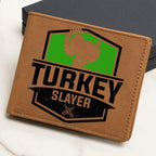 Turkey Hunter Gift Leather Wallet