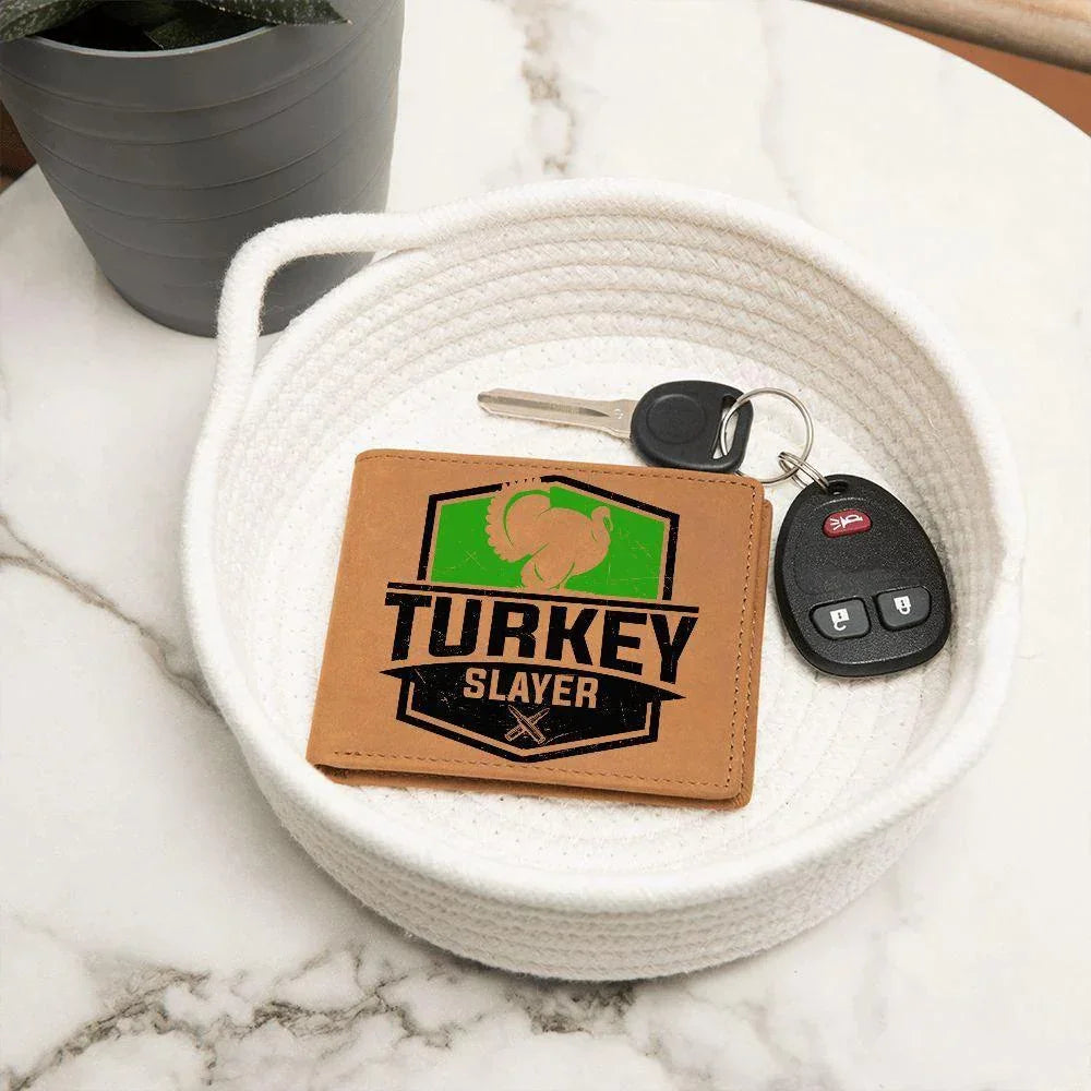 Turkey Hunter Gift Leather Wallet