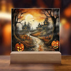 Twilight Terrace: Eerie Mansion Halloween Acrylic Plaque