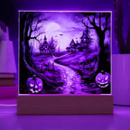 Twilight Terrace: Eerie Mansion Halloween Acrylic Plaque