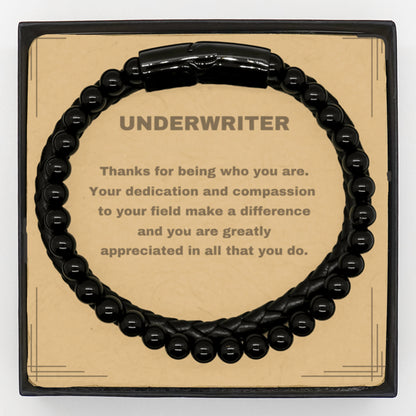 Underwriter Bracelet – Genuine Stone & Leather Braided Bracelet with Message Card in Luxury Gift Box - Mallard Moon Gift Shop