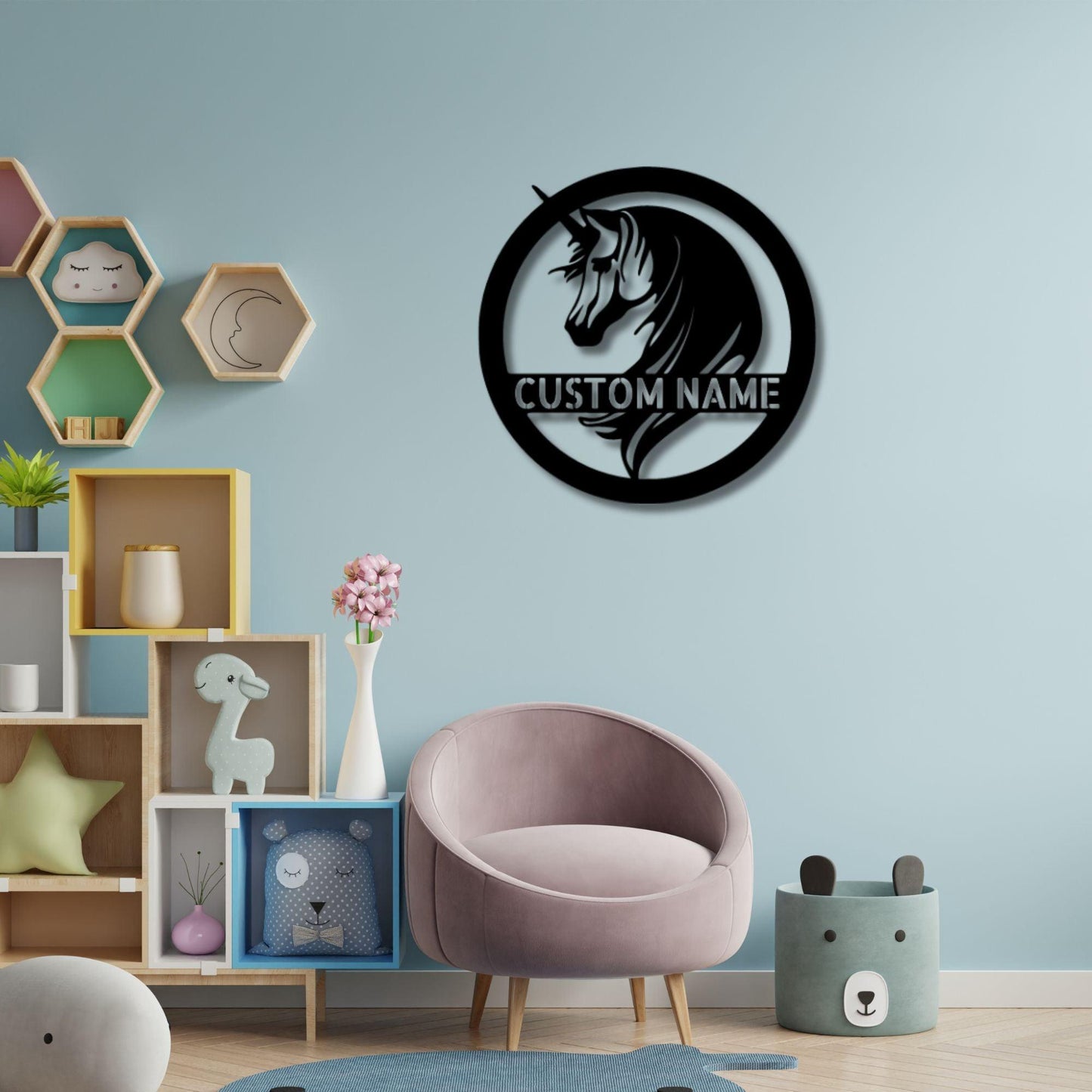Unicorn Custom Name Metal Art Wall Sign - Enchant Your Home - Mallard Moon Gift Shop