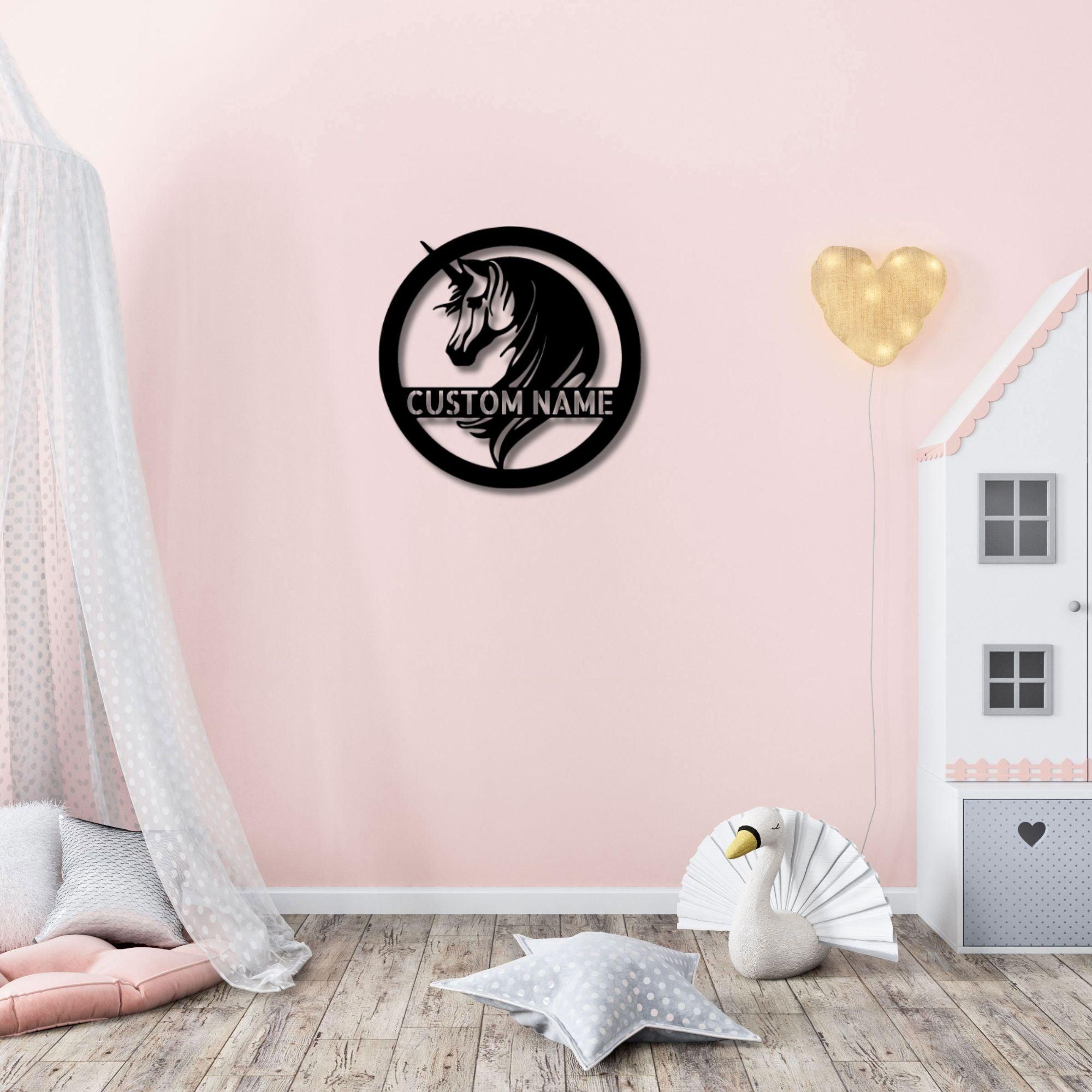 Unicorn Custom Name Metal Art Wall Sign - Enchant Your Home - Mallard Moon Gift Shop