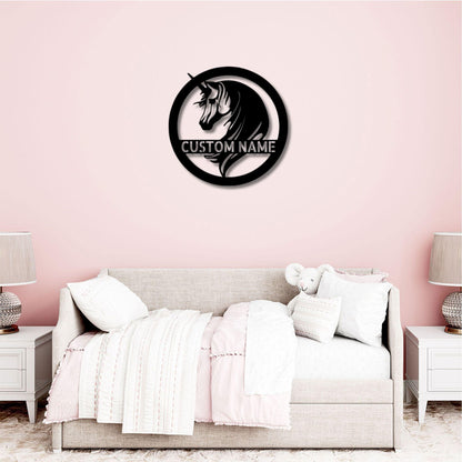 Unicorn Custom Name Metal Art Wall Sign - Enchant Your Home - Mallard Moon Gift Shop
