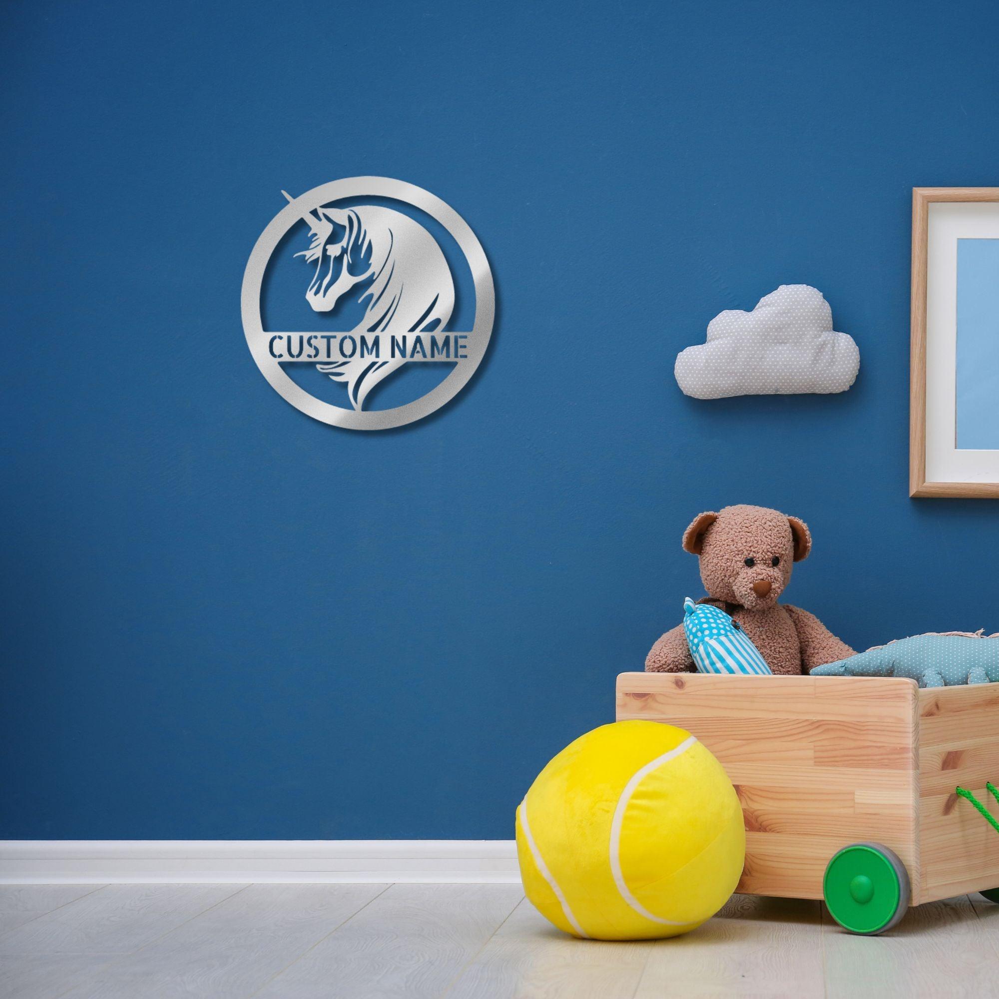 Unicorn Custom Name Metal Art Wall Sign - Enchant Your Home - Mallard Moon Gift Shop