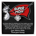 To My Super Mom-To-Be Kisses and Kicks from your Tummy - Love Knot Necklace