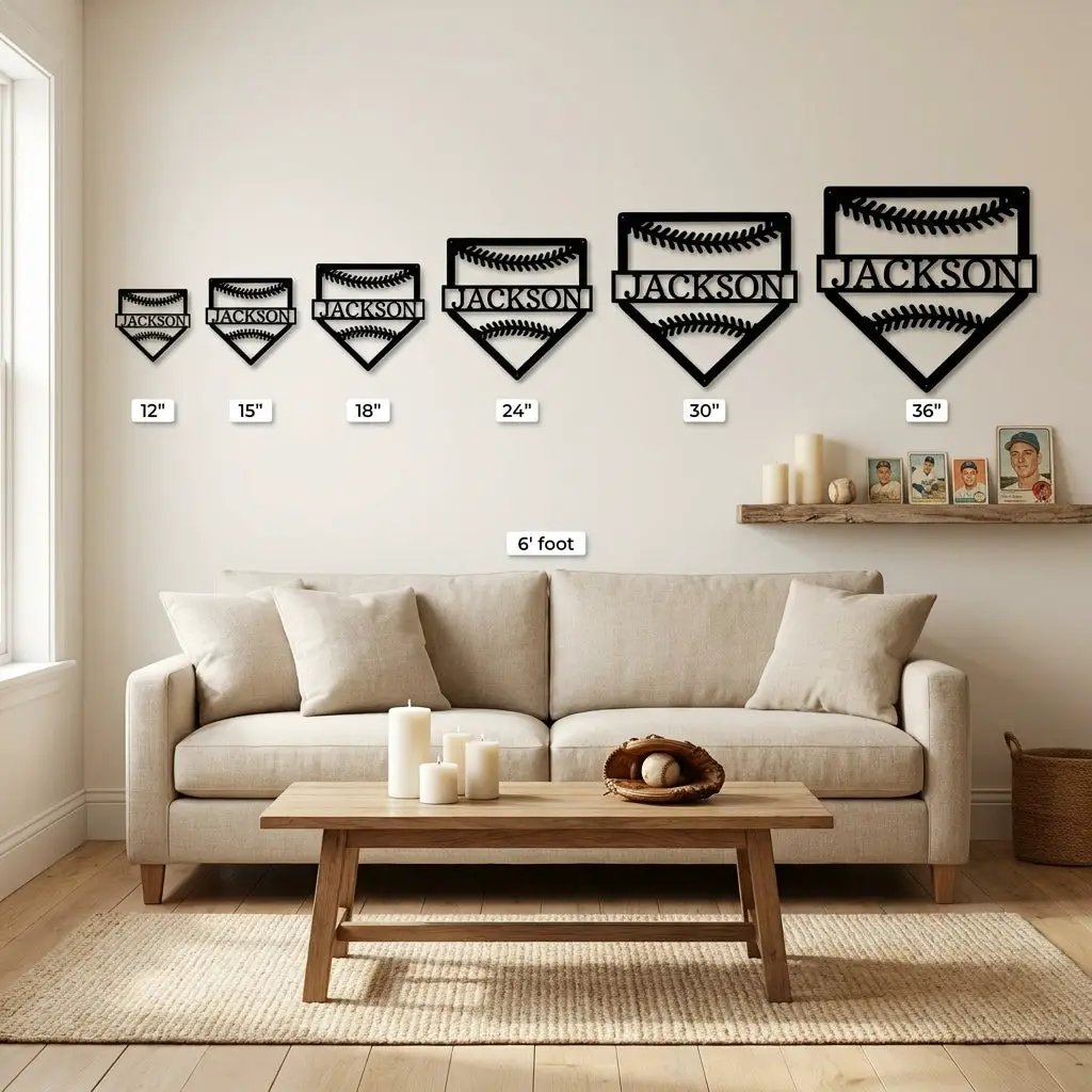 Personalized Baseball Home Plate Metal Wall Art – Custom Name Baseball Sign – Player Gift – Baseball Room Decor – Sports Wall Art
