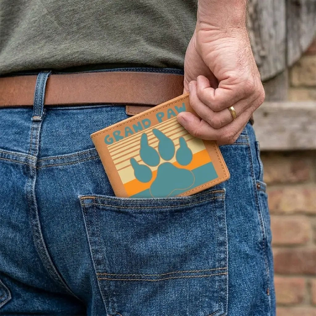 Grand Paw Leather Wallet Gift for Grandfather