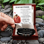 Valentine Gift for Boyfriend - You are my Best Friend, My Soulmate, My Everything Braided Vegan Leather Bracelet