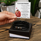 Valentine Gift for Boyfriend - You are my Best Friend, My Soulmate, My Everything Braided Vegan Leather Bracelet