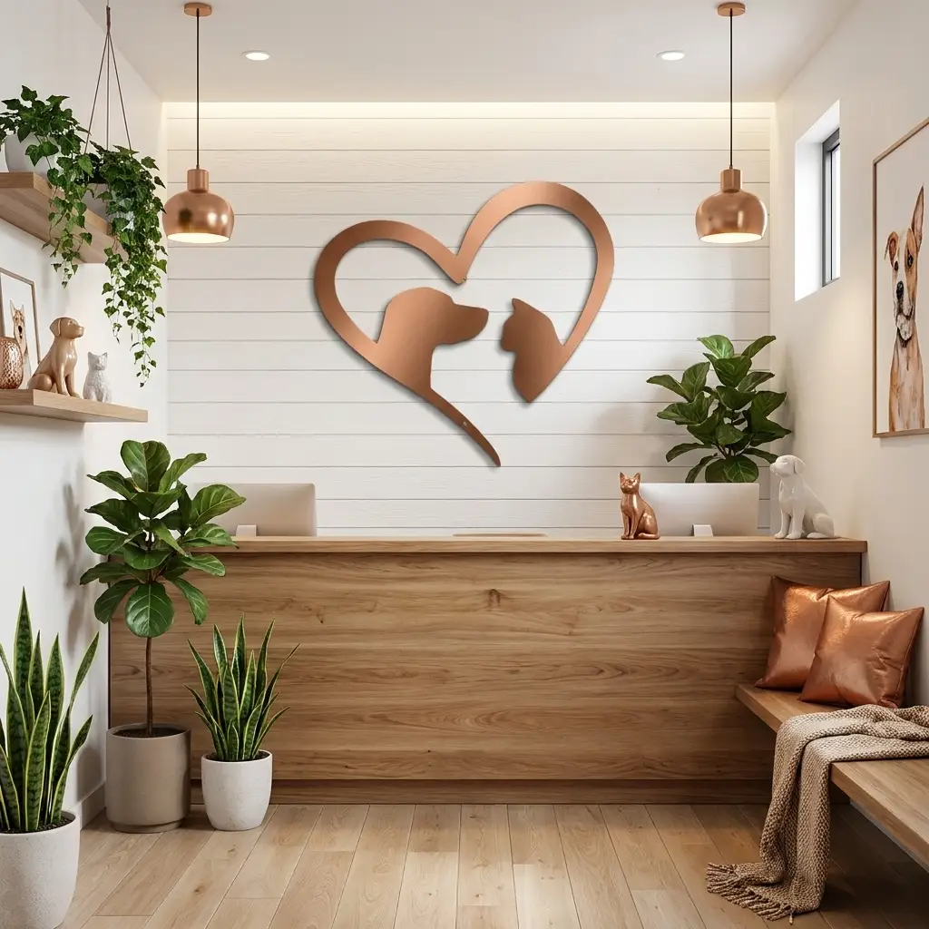 Dog & Cat Love Metal Wall Art | Pet Lover Heart Sign | Cat and Dog Wall Decor | Pet Memorial Gift | Animal Lover Home Decor | Made in USA