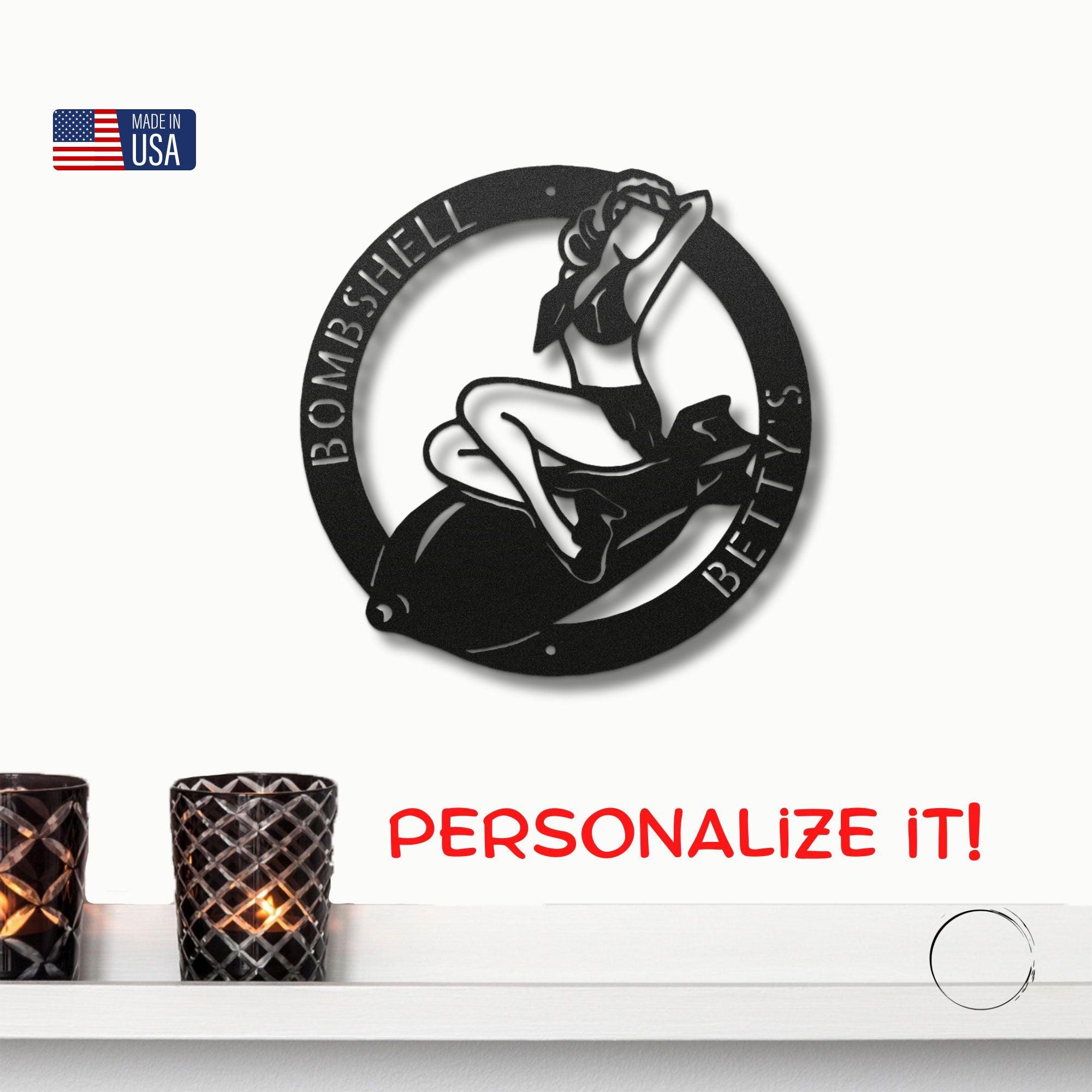 Vintage Glamour Meets Modern Flair: Personalized 'Bombshell Betty' Metal Wall Art - Mallard Moon Gift Shop