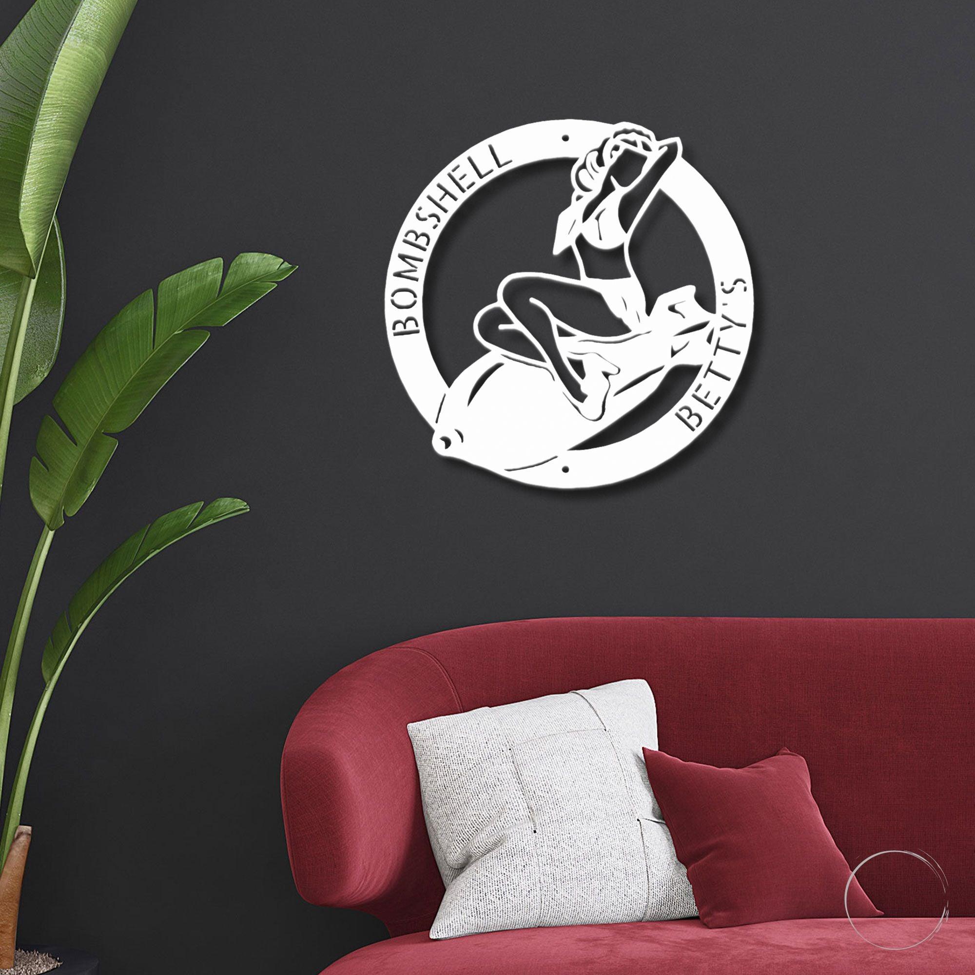 Vintage Glamour Meets Modern Flair: Personalized 'Bombshell Betty' Metal Wall Art - Mallard Moon Gift Shop