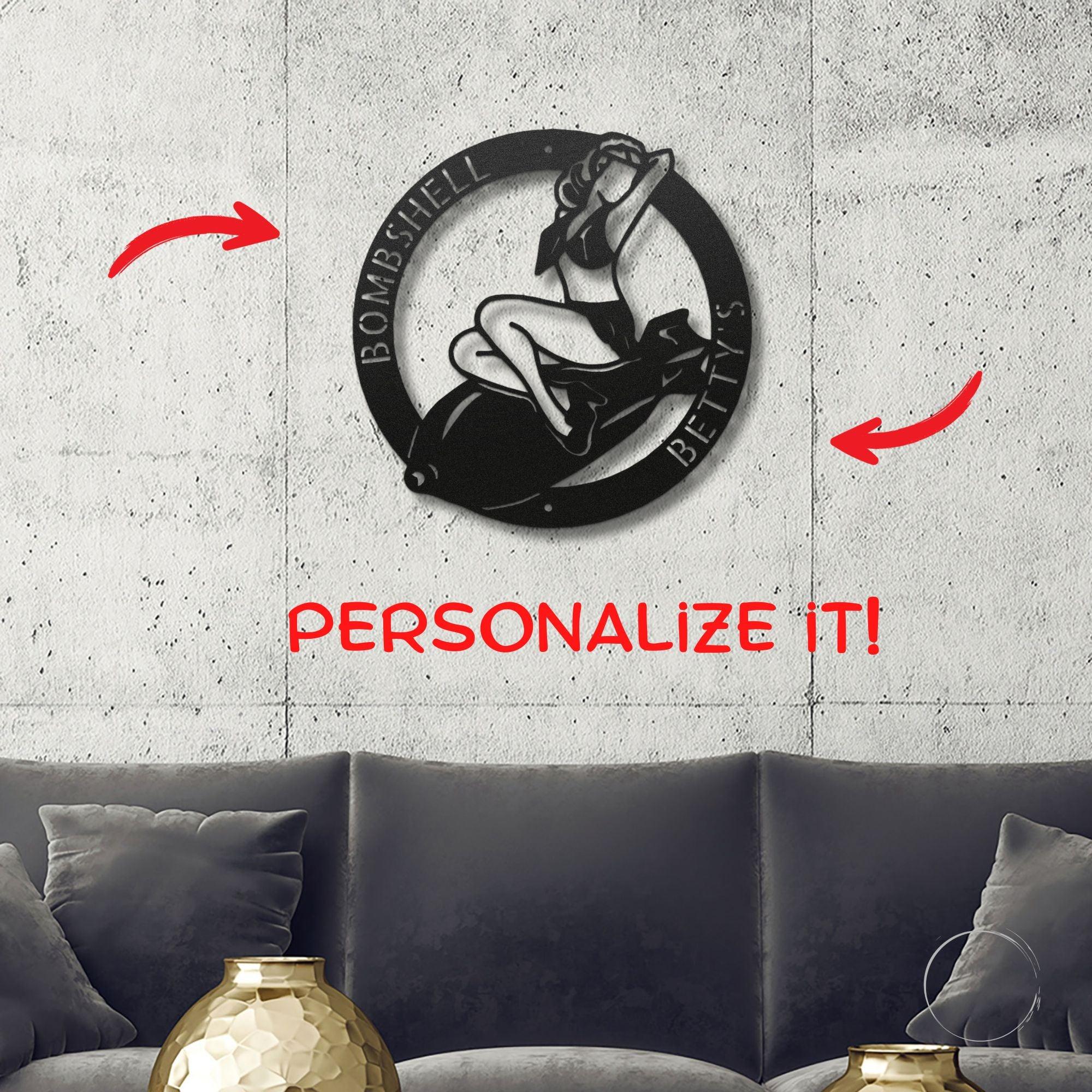 Vintage Glamour Meets Modern Flair: Personalized 'Bombshell Betty' Metal Wall Art - Mallard Moon Gift Shop