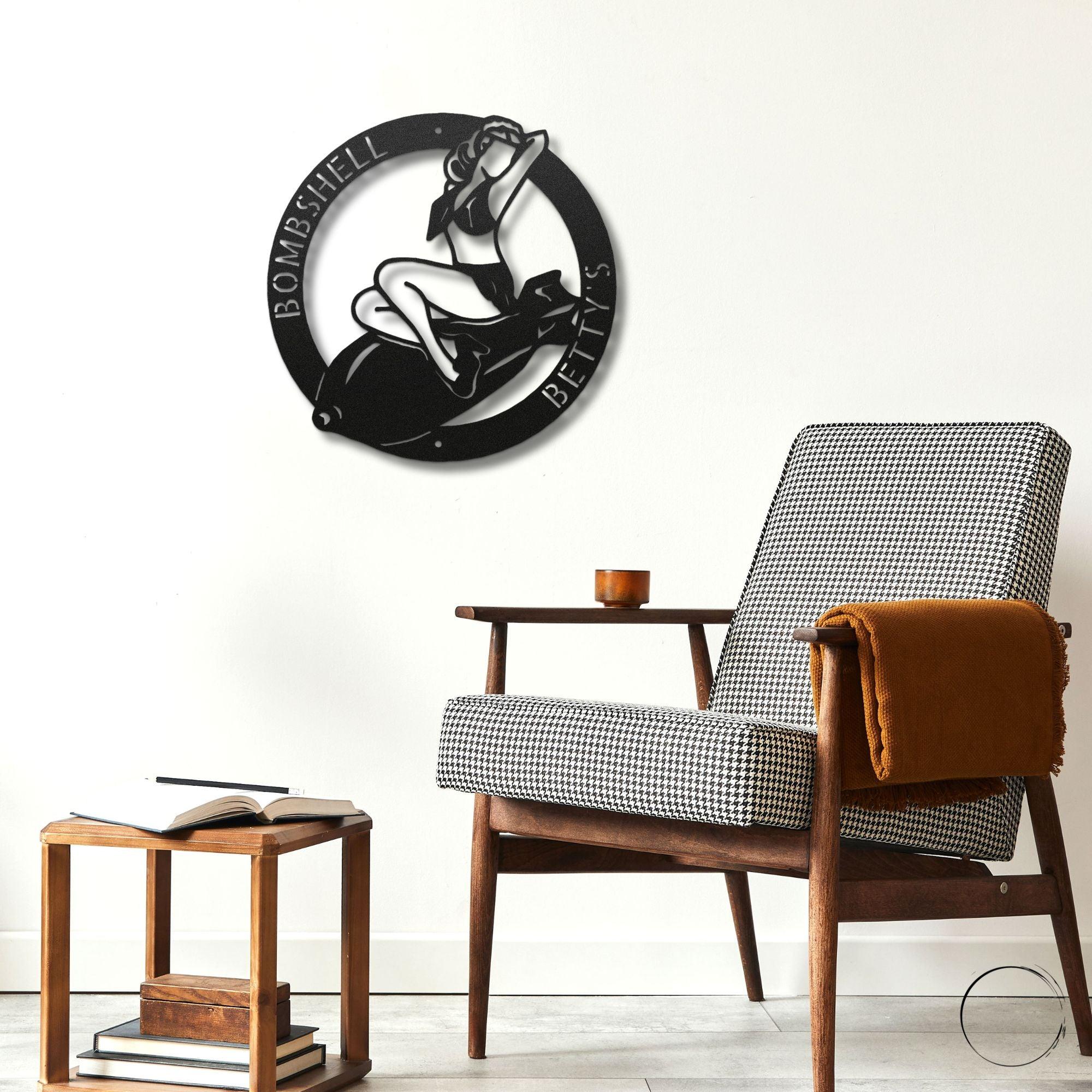 Vintage Glamour Meets Modern Flair: Personalized 'Bombshell Betty' Metal Wall Art - Mallard Moon Gift Shop