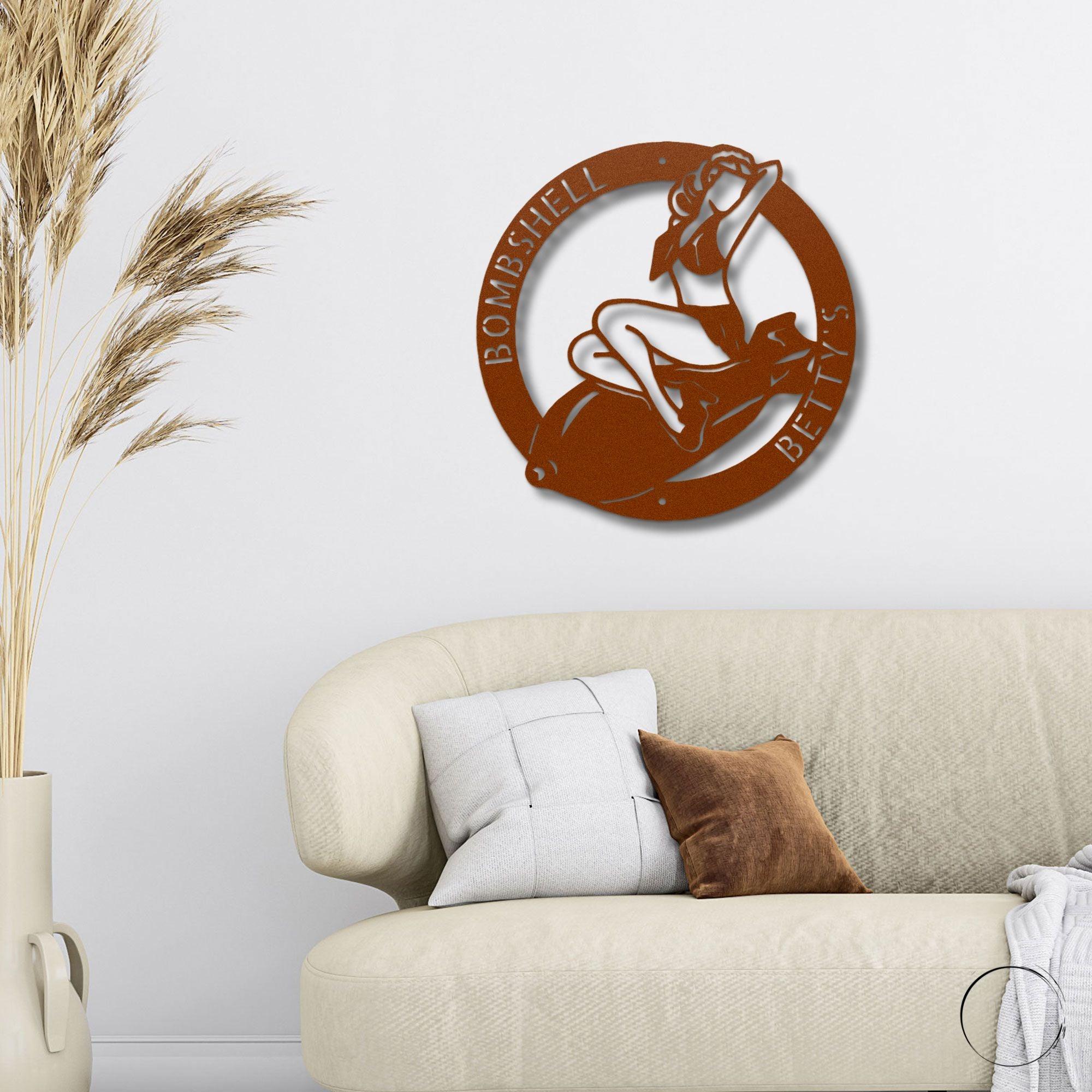 Vintage Glamour Meets Modern Flair: Personalized 'Bombshell Betty' Metal Wall Art - Mallard Moon Gift Shop