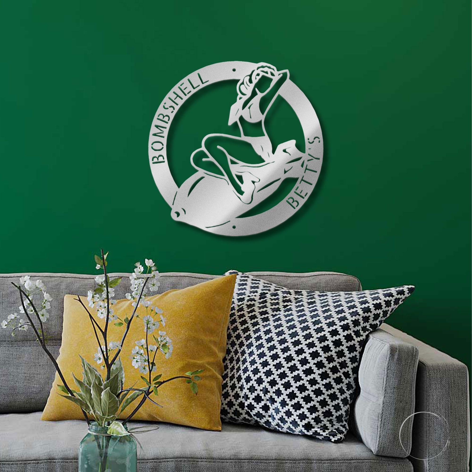 Vintage Glamour Meets Modern Flair: Personalized 'Bombshell Betty' Metal Wall Art - Mallard Moon Gift Shop