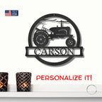 Vintage Tractor Personalized Metal Wall Art Sign
