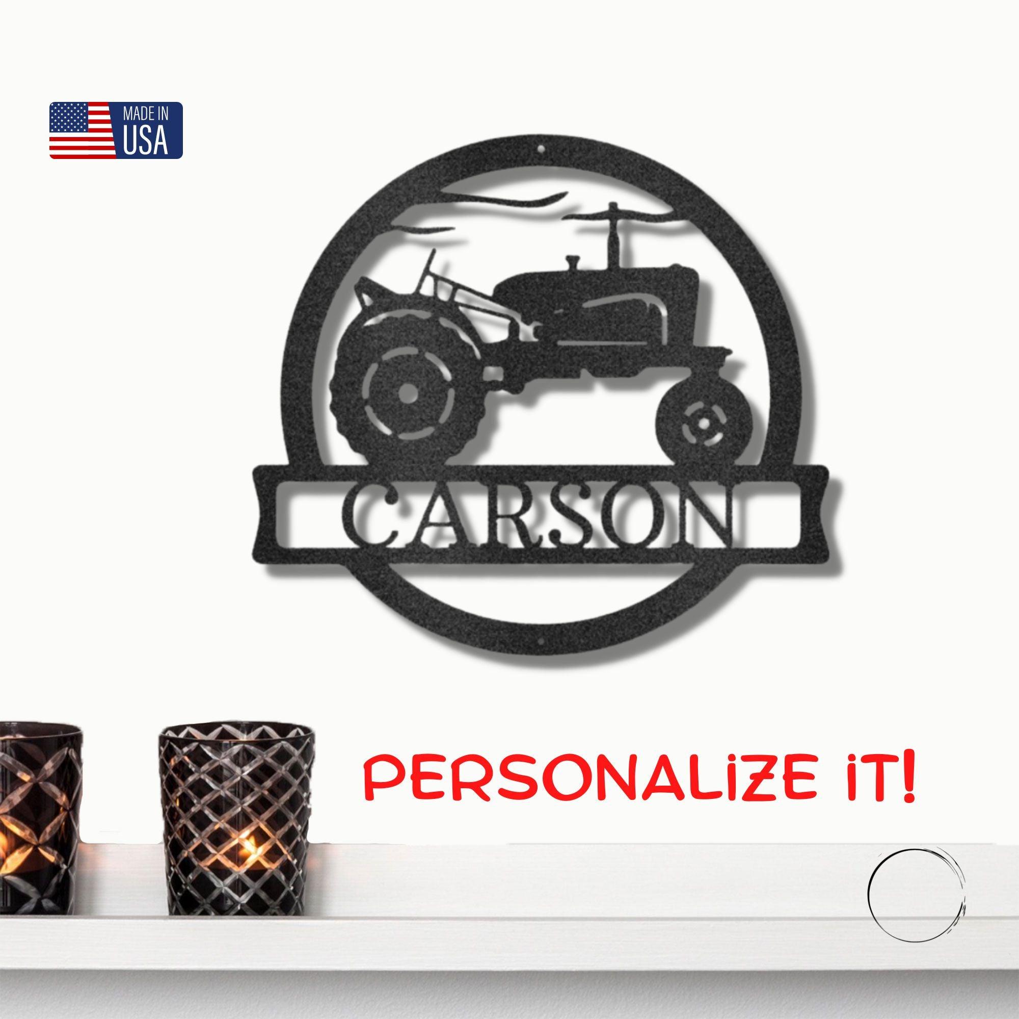 Vintage Tractor Personalized Metal Wall Art Sign - Mallard Moon Gift Shop