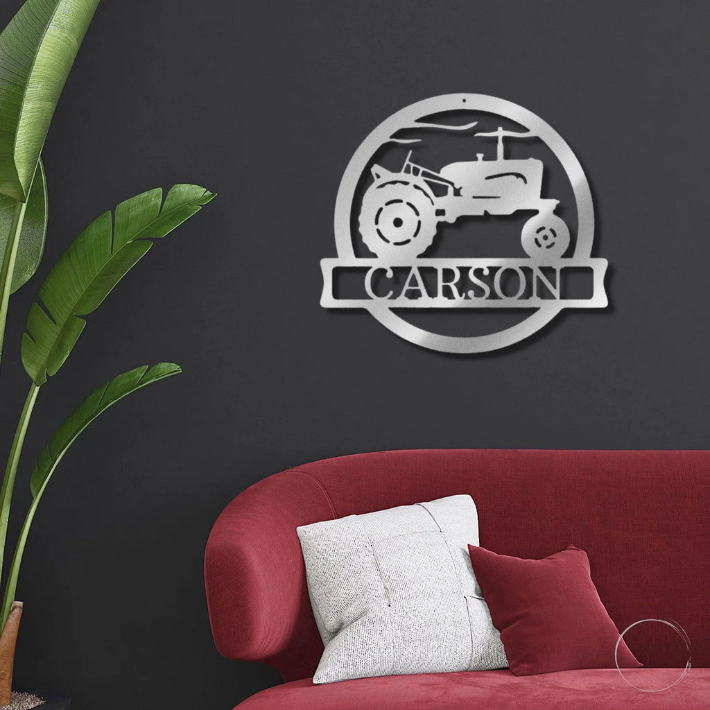 Vintage Tractor Personalized Metal Wall Art Sign