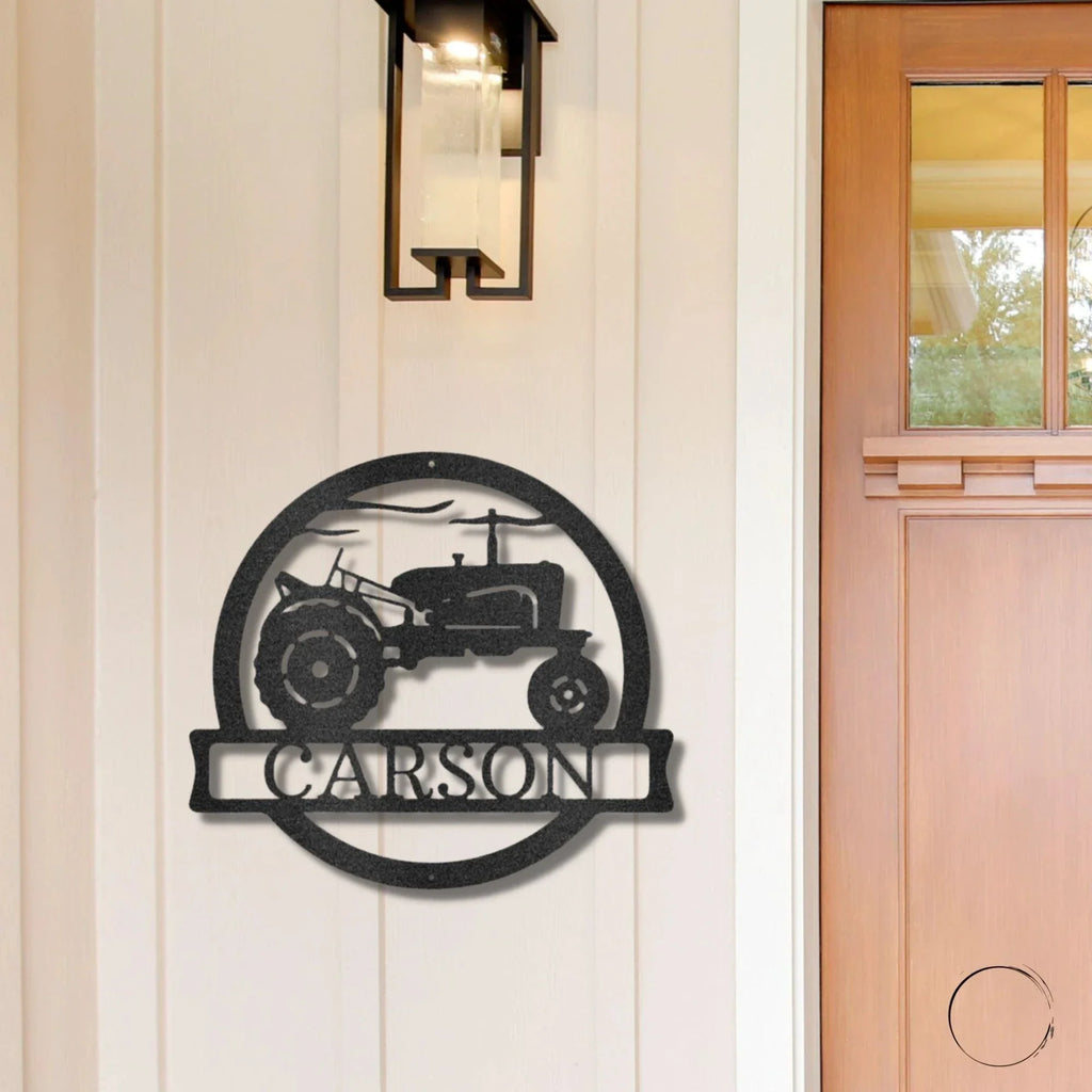 Vintage Tractor Personalized Metal Wall Art Sign