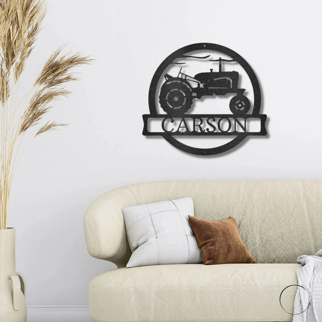 Vintage Tractor Personalized Metal Wall Art Sign
