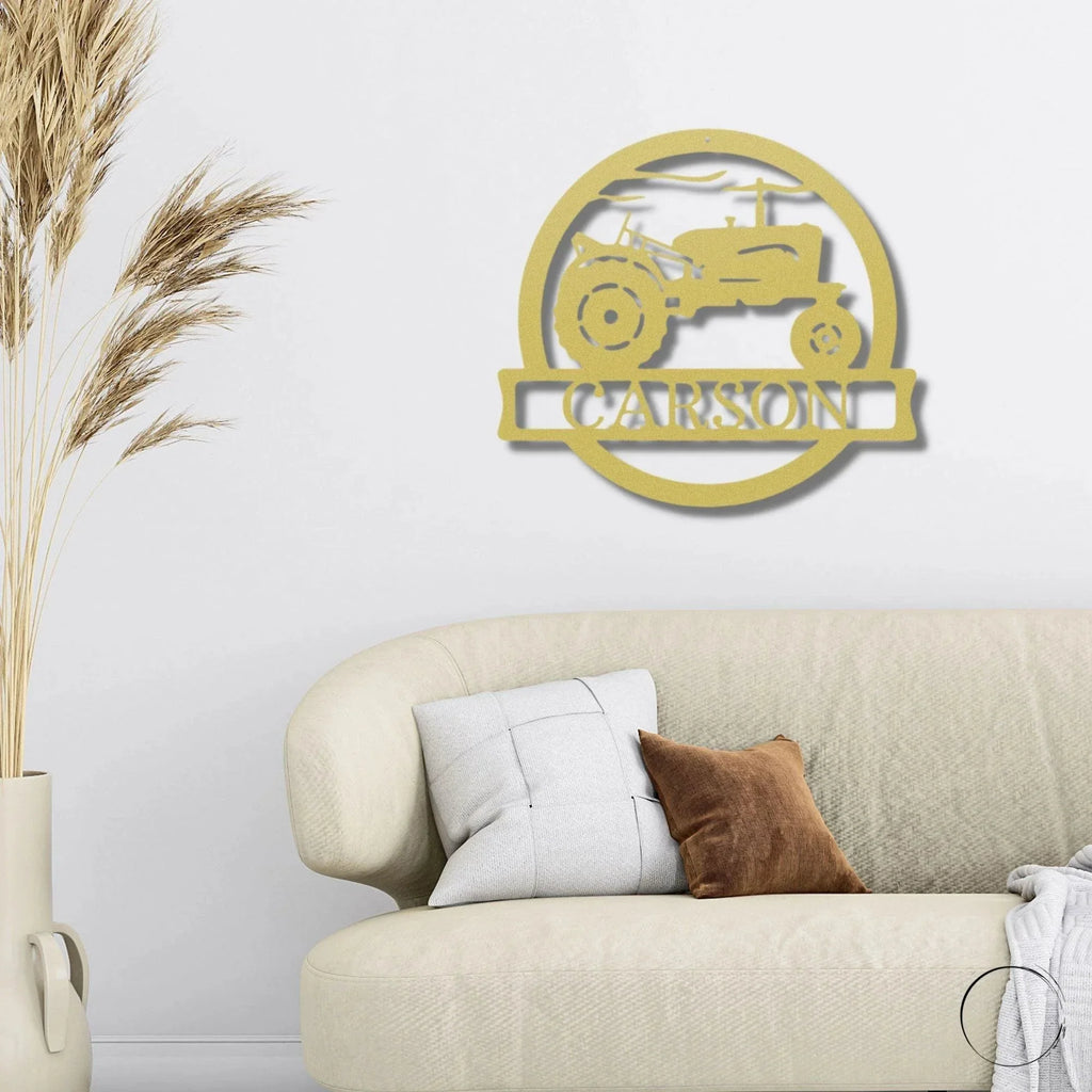 Vintage Tractor Personalized Metal Wall Art Sign