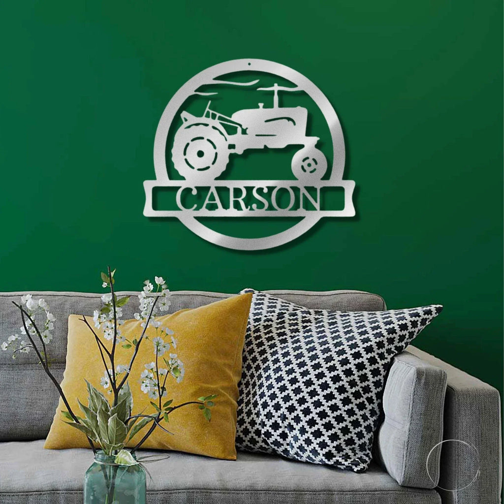 Vintage Tractor Personalized Metal Wall Art Sign
