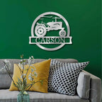 Vintage Tractor Personalized Metal Wall Art Sign