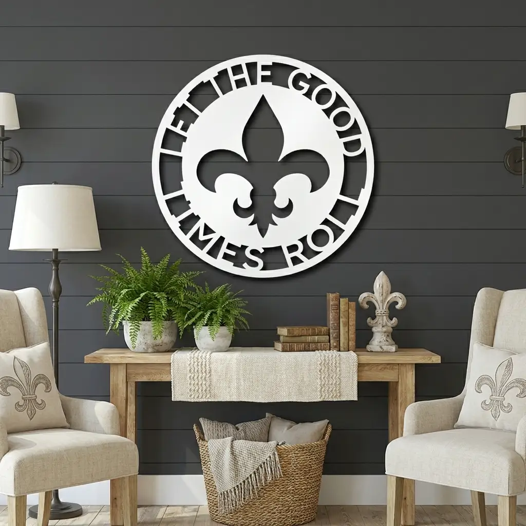 Personalized Fleur de Lis Metal Wall Art | Custom Family Name Sign | French Country Wall Decor | Made in USA