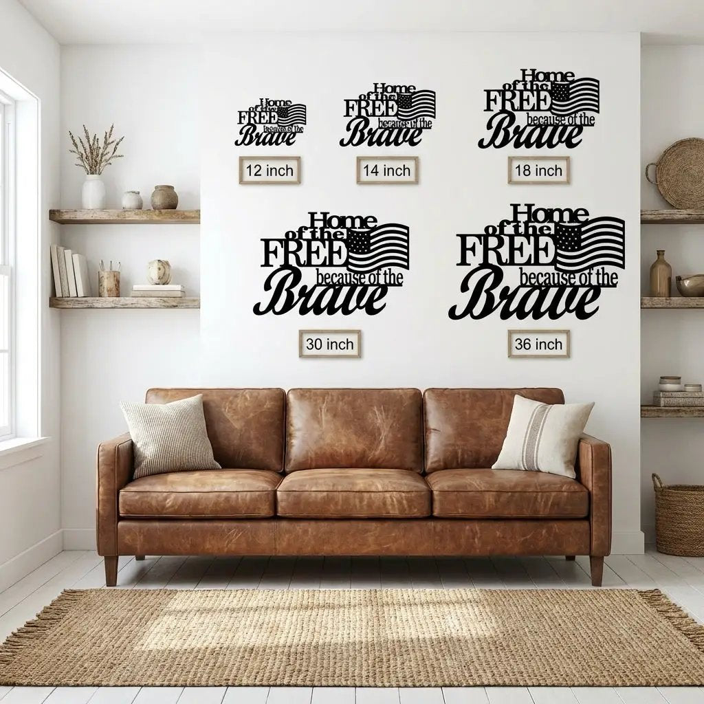 Home of the Free Because of the Brave Metal Wall Art – Patriotic American Flag Sign – Handmade Steel Indoor/Outdoor Décor