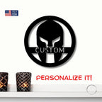 Custom Spartan Helmet Metal Wall Art – Warrior’s Wall Personalized Steel Decor – 5 Sizes & Finishes – Made in the USA