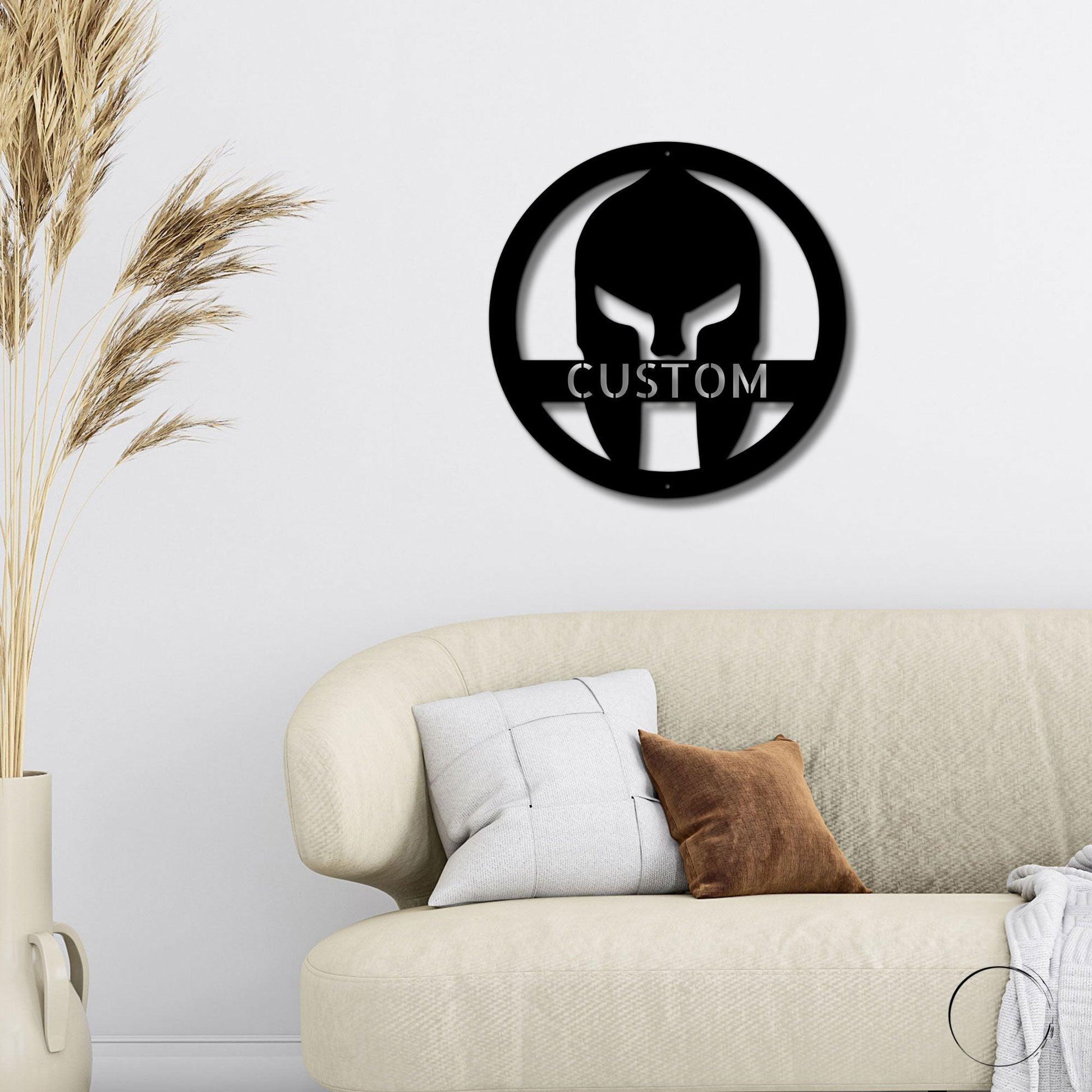Warrior's Wall: Personalized Spartan Helmet Metal Art - Mallard Moon Gift Shop