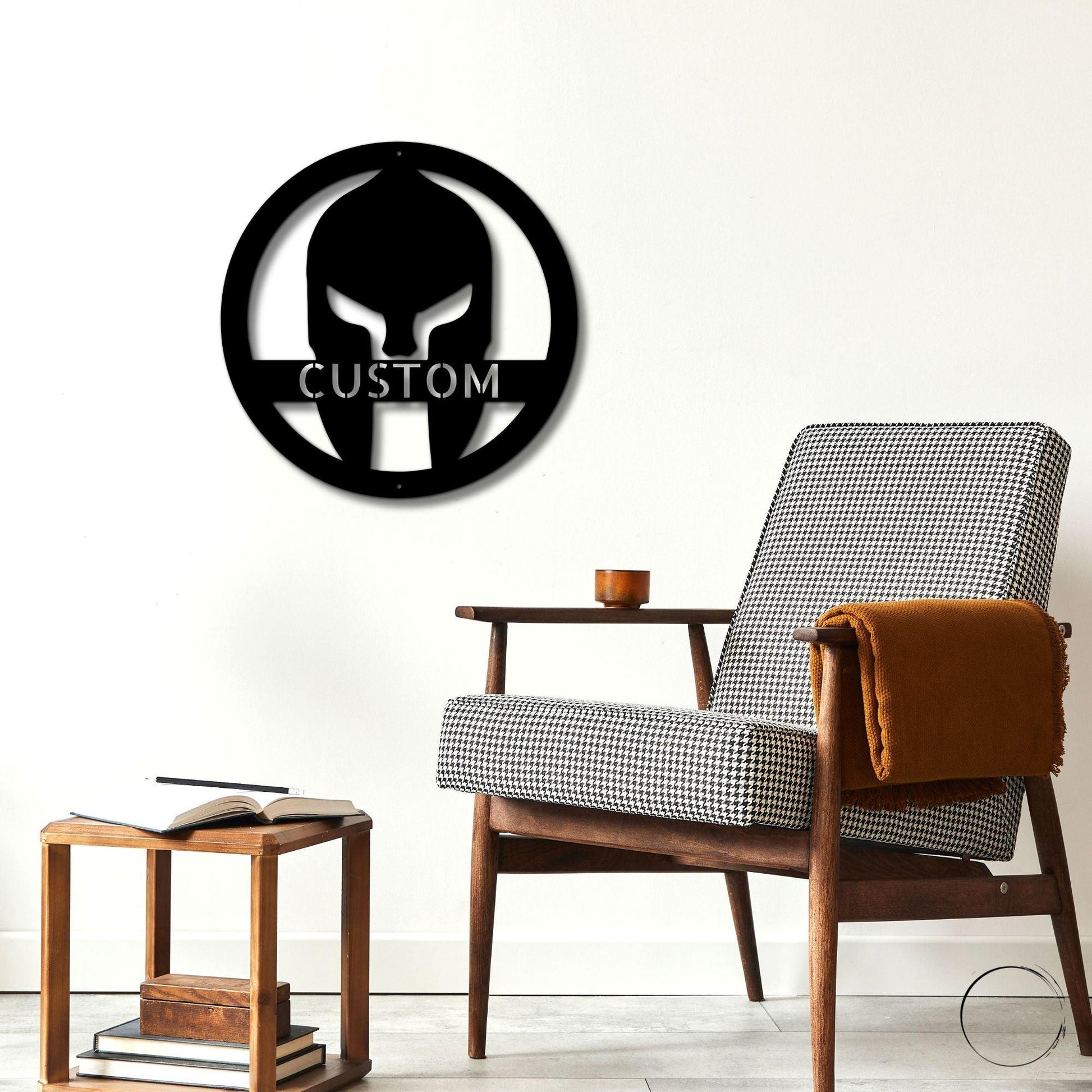 Warrior's Wall: Personalized Spartan Helmet Metal Art - Mallard Moon Gift Shop