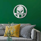 Custom Spartan Helmet Metal Wall Art – Warrior’s Wall Personalized Steel Decor – 5 Sizes & Finishes – Made in the USA