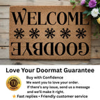 Welcome / Goodbye Snowflake Doormat | Double-Sided Winter Coir Welcome Mat | Funny Holiday Front Porch Décor