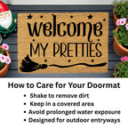 Welcome My Pretties Coir Doormat – Witchy Halloween Welcome Mat | Funny Front Porch Decor | Rustic Fall Entryway Rug