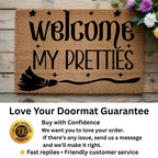 Welcome My Pretties Coir Doormat – Witchy Halloween Welcome Mat | Funny Front Porch Decor | Rustic Fall Entryway Rug