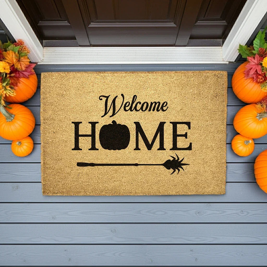 Welcome Halloween Doormat – Witch Broom Outdoor Coir Mat