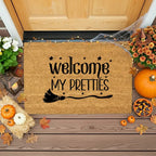 Welcome My Pretties Coir Doormat – Witchy Halloween Welcome Mat | Funny Front Porch Decor | Rustic Fall Entryway Rug