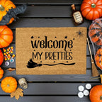 Welcome My Pretties Coir Doormat – Witchy Halloween Welcome Mat | Funny Front Porch Decor | Rustic Fall Entryway Rug