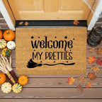 Welcome My Pretties Coir Doormat – Witchy Halloween Welcome Mat | Funny Front Porch Decor | Rustic Fall Entryway Rug