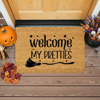Welcome My Pretties Coir Doormat – Witchy Halloween Welcome Mat | Funny Front Porch Decor | Rustic Fall Entryway Rug
