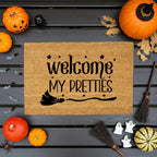 Welcome My Pretties Coir Doormat – Witchy Halloween Welcome Mat | Funny Front Porch Decor | Rustic Fall Entryway Rug