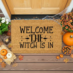 Welcome the Witch Is In - Coir Doormat – Funny Witch Halloween Welcome Mat | Spooky Fall Front Porch Decor | Rustic Farmhouse Entryway Rug
